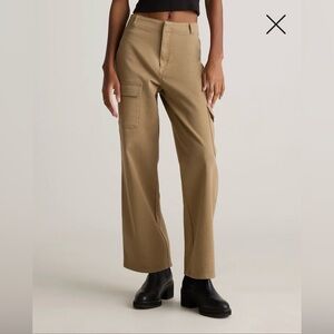 NWT Quince Organic Stretch Cotton Twill Cargo Pants in Light Khaki